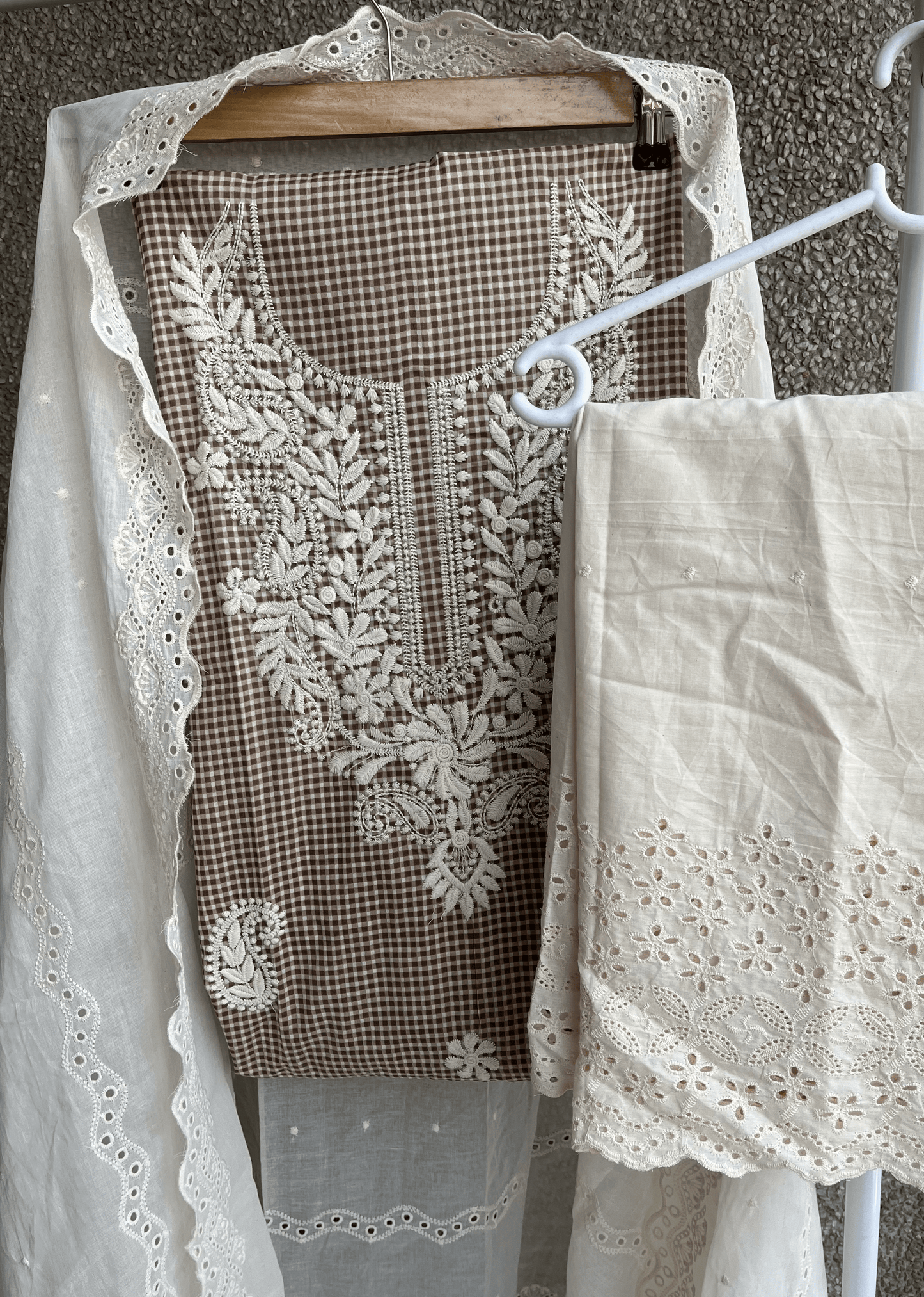 Chikankari Check Kurti