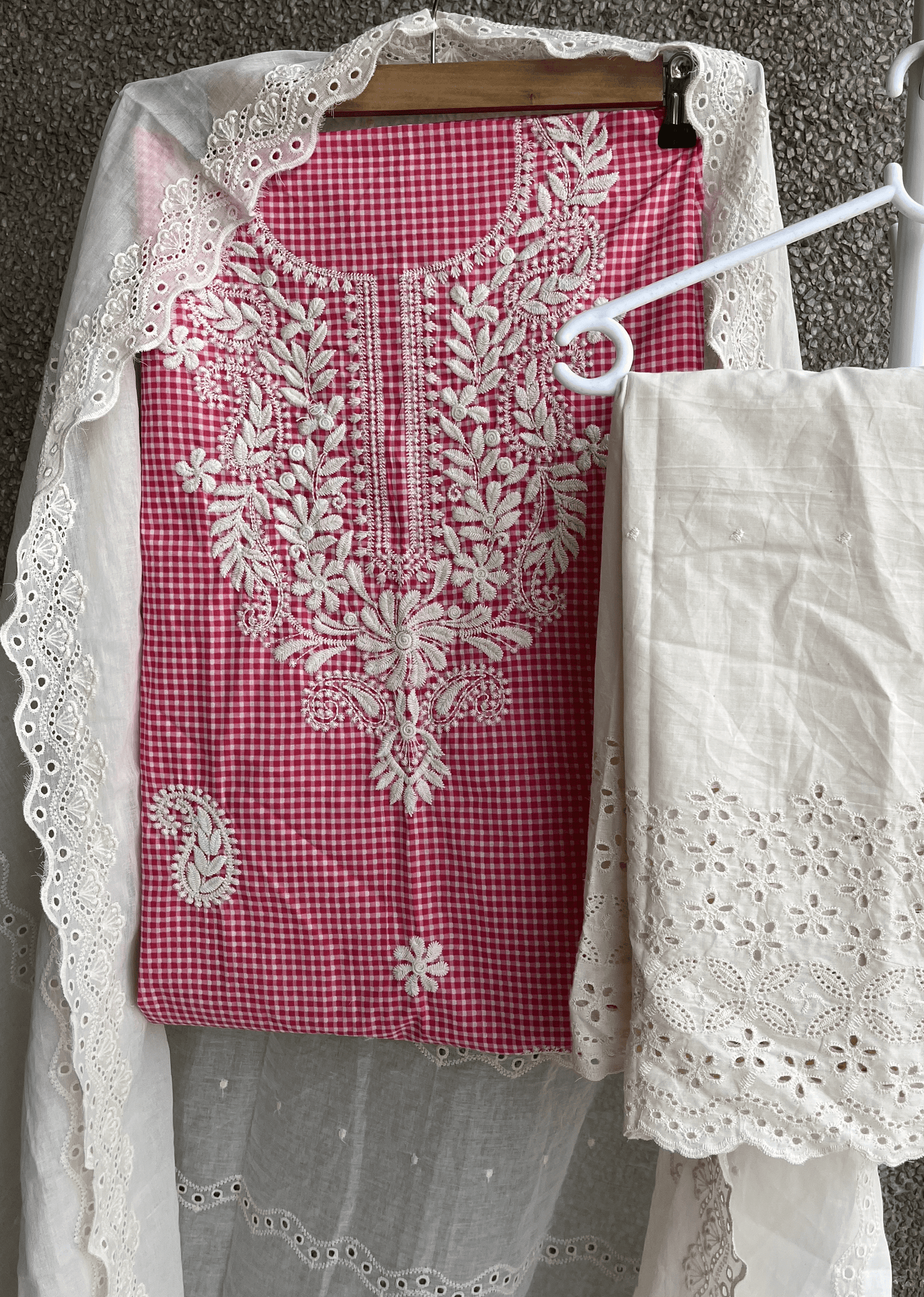 Chikankari Check Kurti