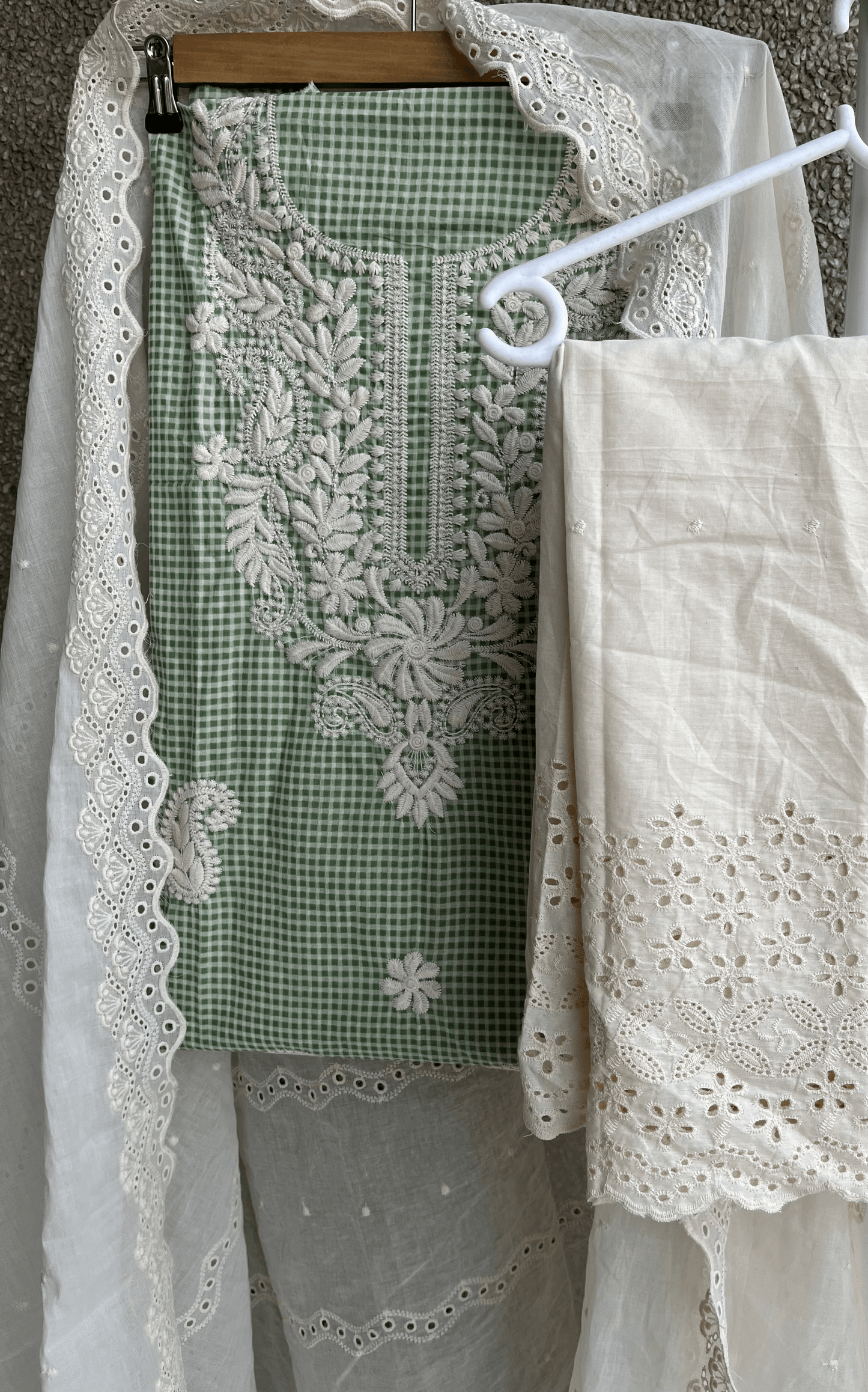 Chikankari Check Kurti