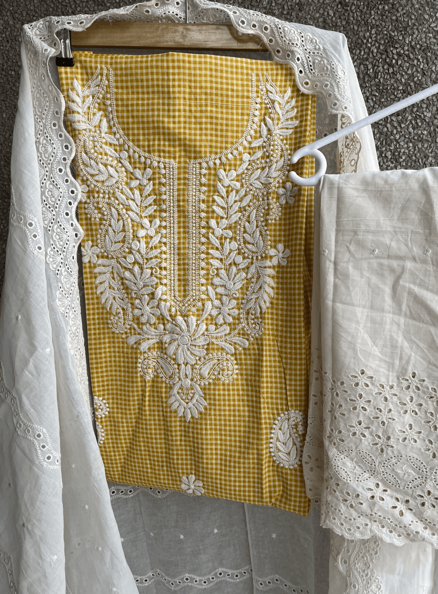 Chikankari Check Kurti